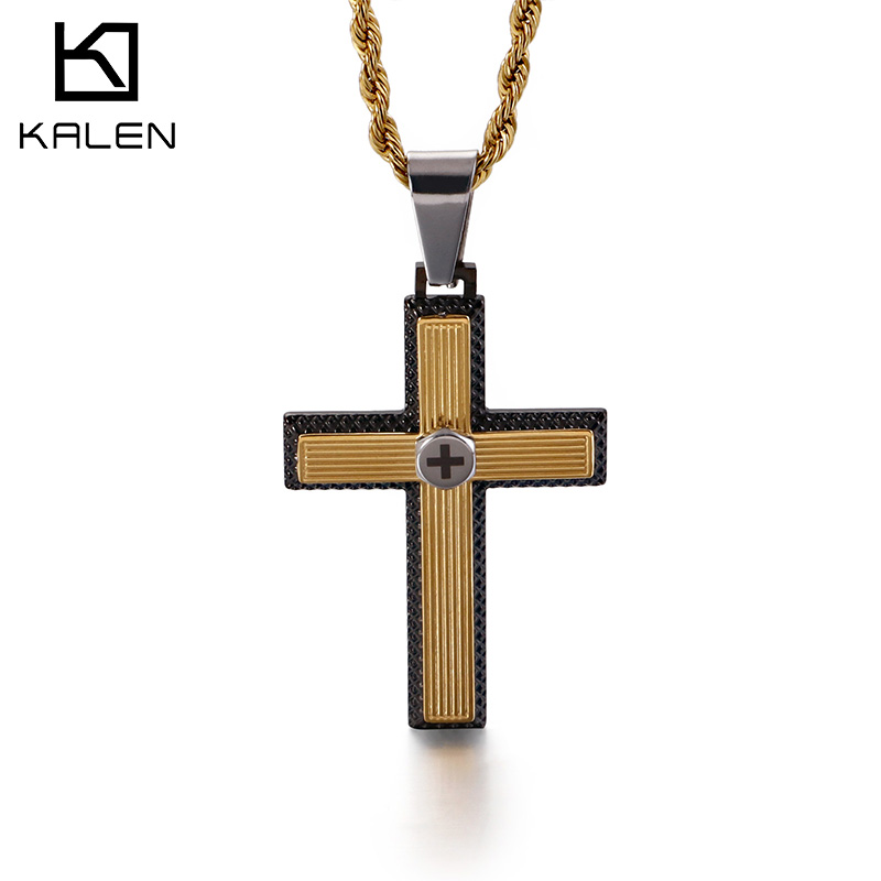 Men Accessories Singapore - Kalen Hiphop Cross Pendant Necklace Men's