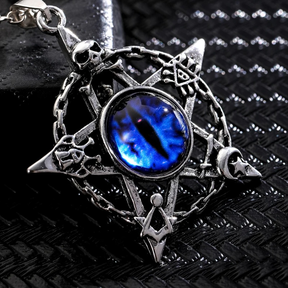 Men Accessories Necklace - Five pointed star shaped devil's eye