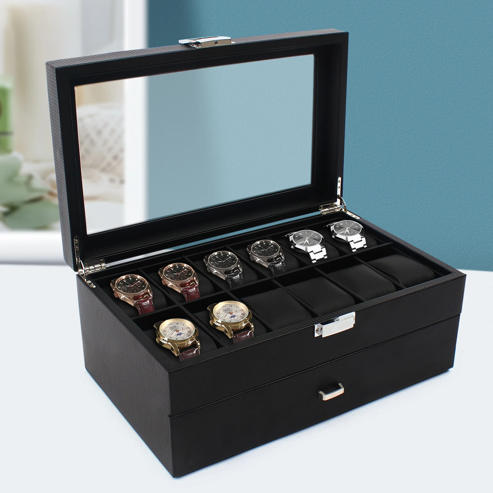 Men Accessories Organiser - NEW 2 Layers 24 Compartments Watch