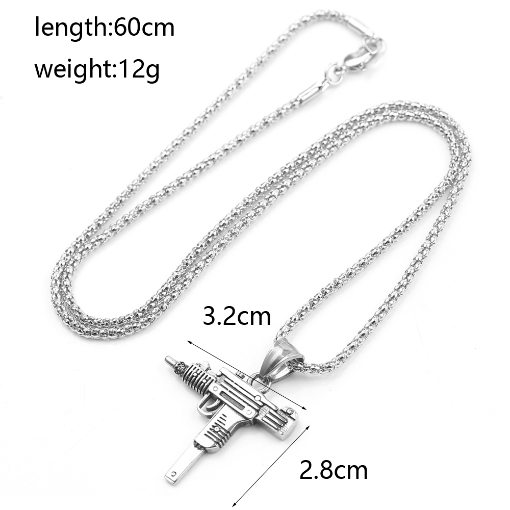 Punk Uzi Pistol Machine Gun Ne - Men Accessories Necklace 评论和价格