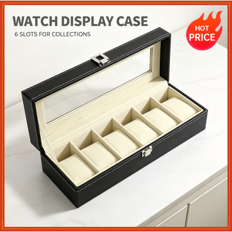 PU Leather watch box 6/12 Slot - Men Accessories Organiser 评论和价格