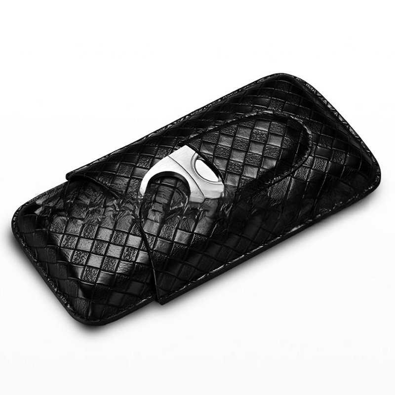 3 Pcs Leather Cigar Case Gift  - Cigar Cutter Set 评论和价格