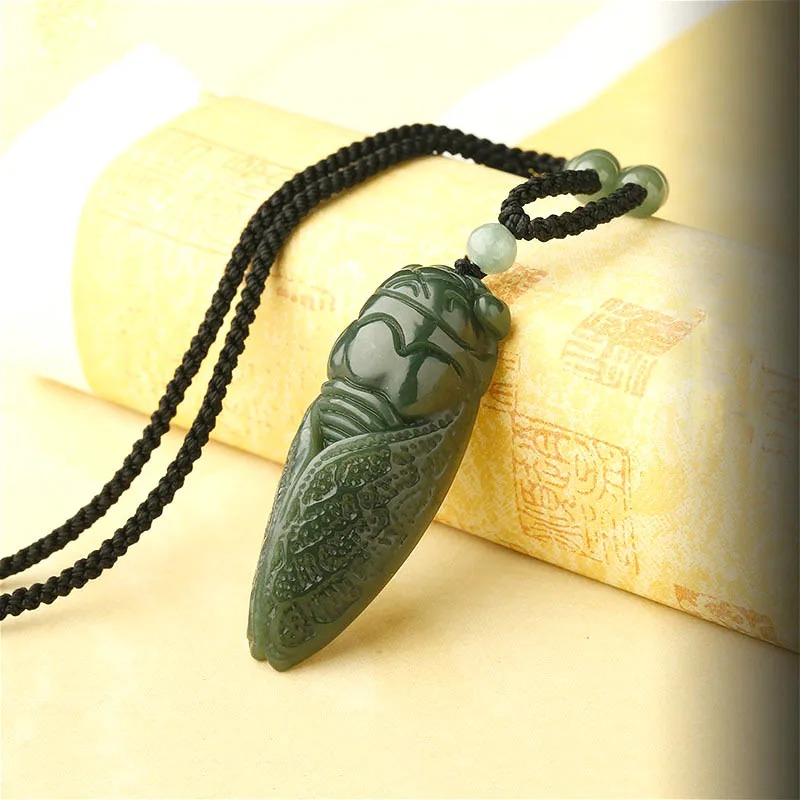 Natural Hetian Jade Cicada Pen - Men Accessories Hand 评论和价格