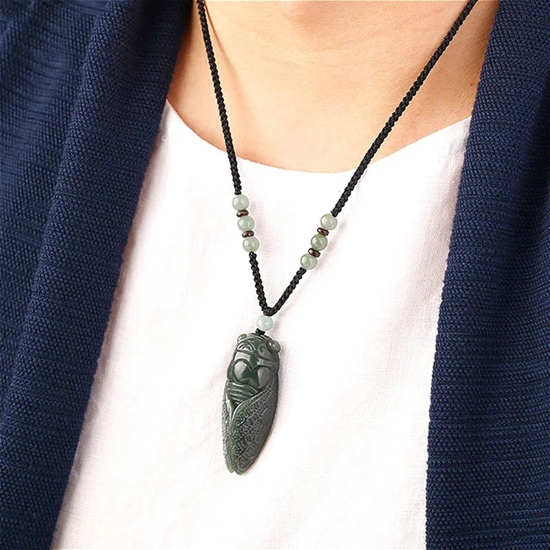 Natural Hetian Jade Cicada Pen - Men Accessories Hand 评论和价格