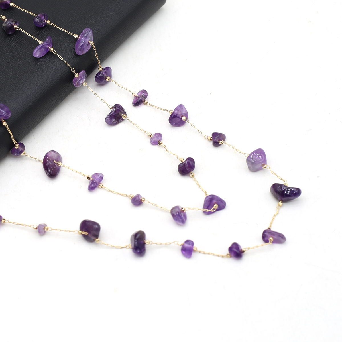 Natural Amethyst Stone Beaded  - Men Accessories Chain 评论和价格