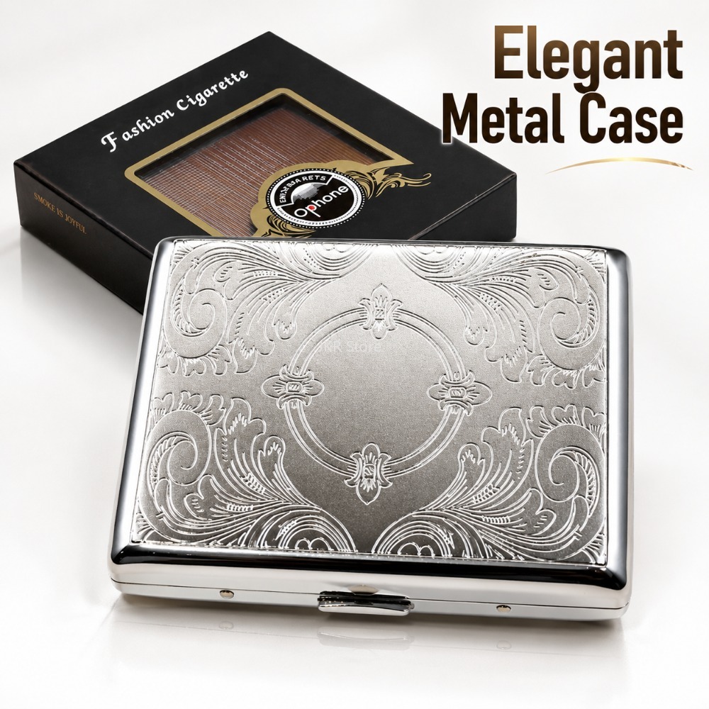 Stainless Steel Cigarette Box  - Men'S Accessories Case 评论和价格