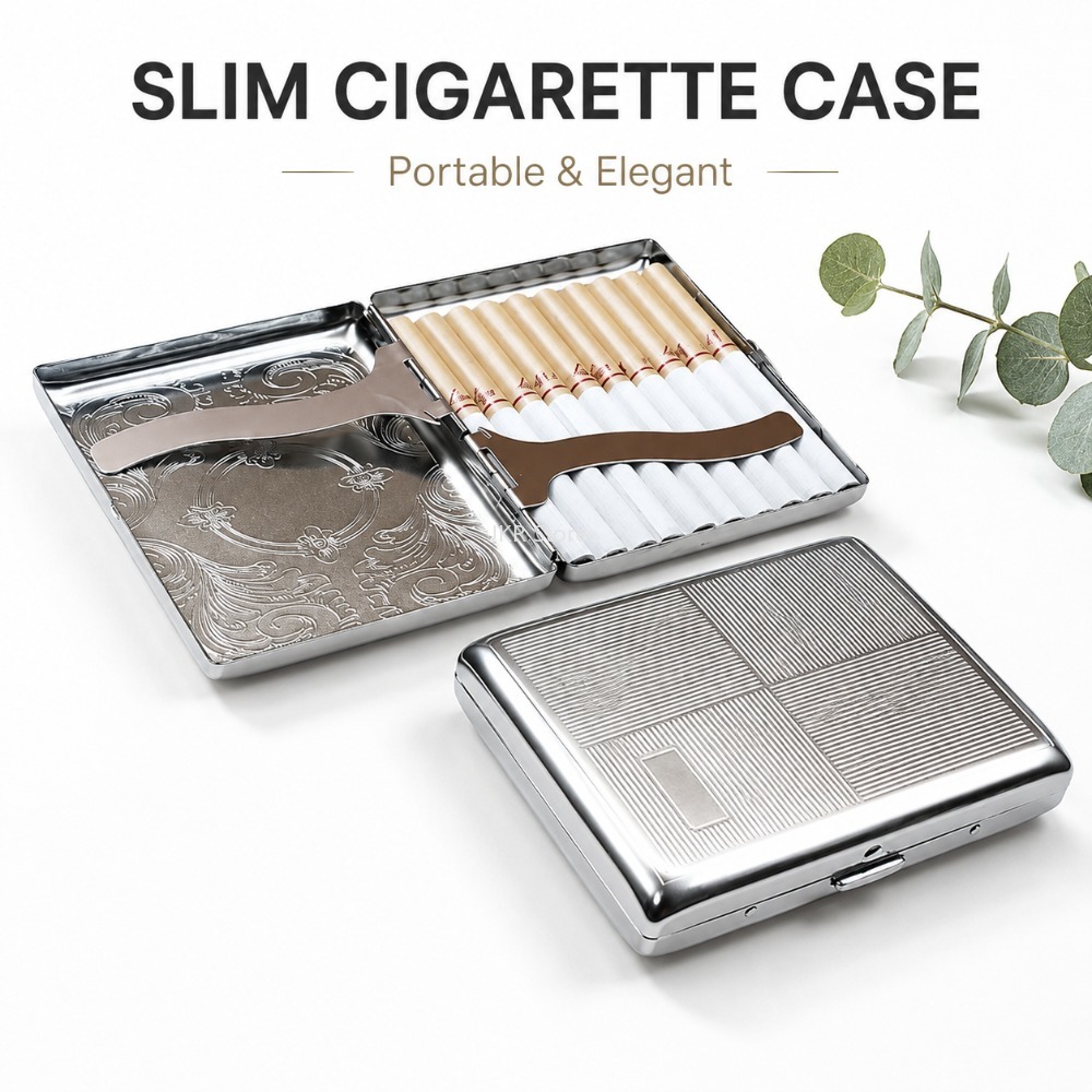 Stainless Steel Cigarette Box  - Men'S Accessories Case 评论和价格