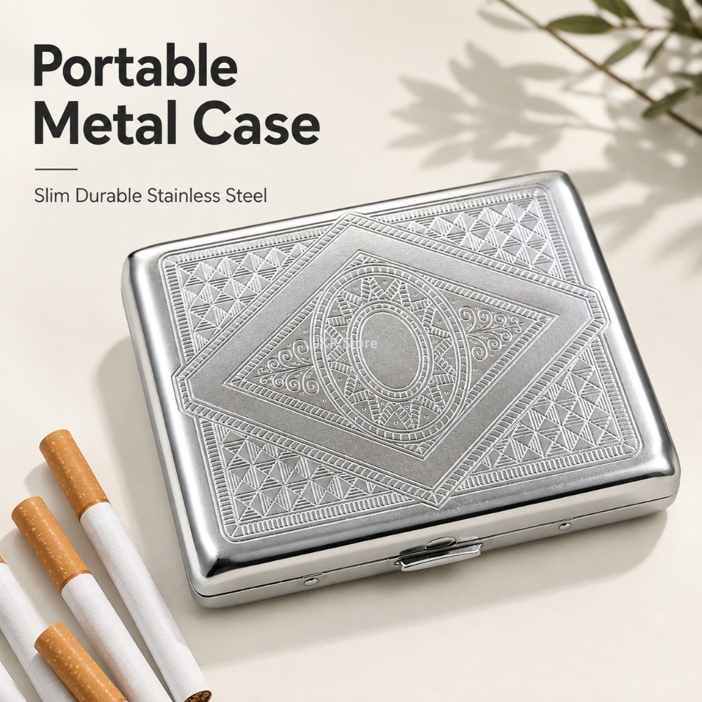 Stainless Steel Cigarette Box  - Men'S Accessories Case 评论和价格