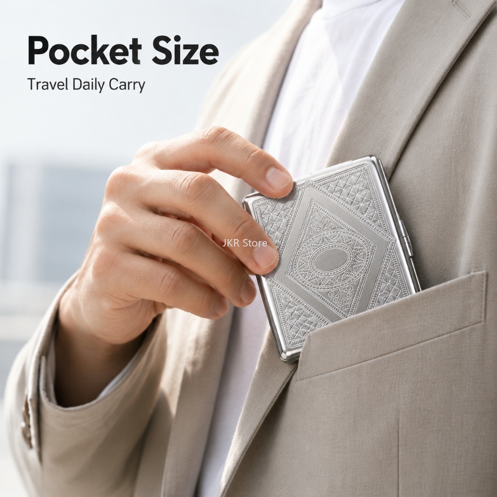 Stainless Steel Cigarette Box  - Men'S Accessories Case 评论和价格