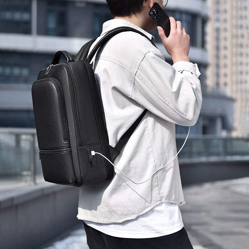 PU Leather Men's Backpack USB  - Men'S Accessories Backpack 评论和价格