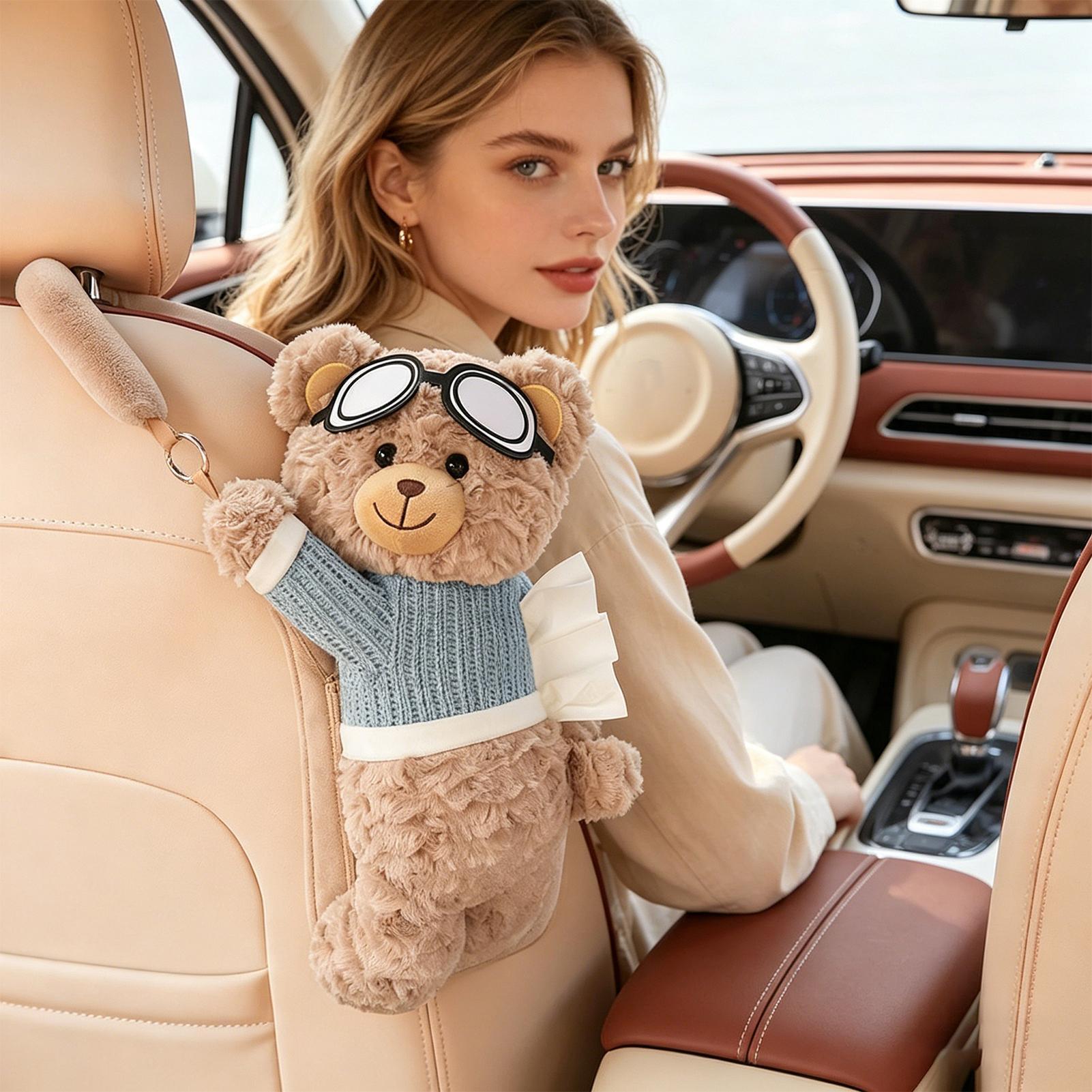 Car Tissue Box Bear Cartoon Ha - Men Accessories Organiser 评论和价格
