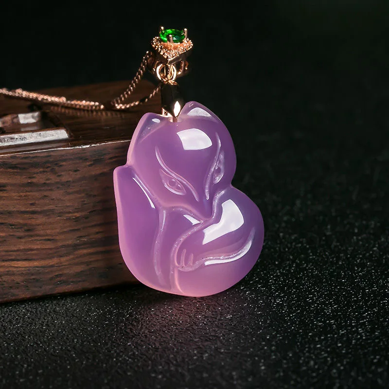 Natural Purple Agate Fox Penda - Men Accessories Hand 评论和价格