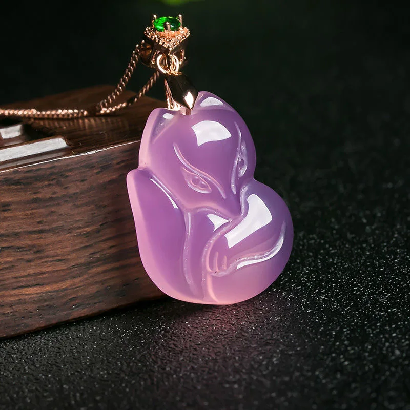 Natural Purple Agate Fox Penda - Men Accessories Hand 评论和价格