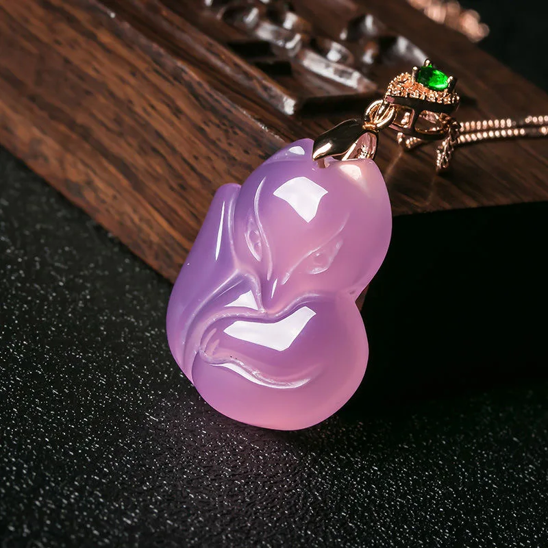 Natural Purple Agate Fox Penda - Men Accessories Hand 评论和价格