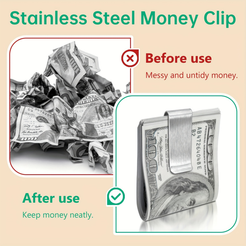 20PCS Stainless Steel Silver S - Money Clip Slim 评论和价格