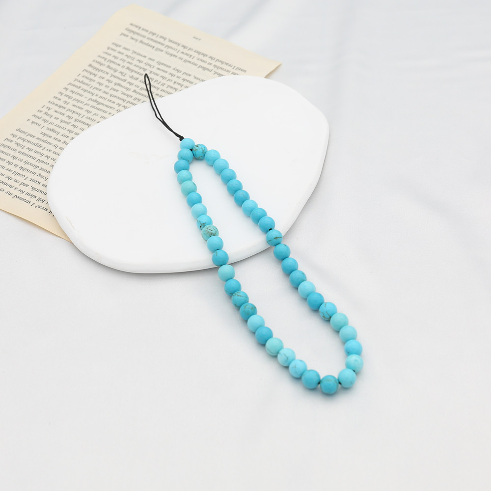 8MM Blue Turquoise Beaded Mobi - Men Accessories Chain 评论和价格