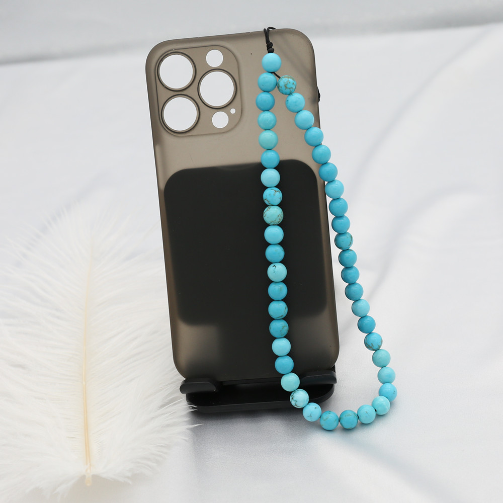 8MM Blue Turquoise Beaded Mobi - Men Accessories Chain 评论和价格