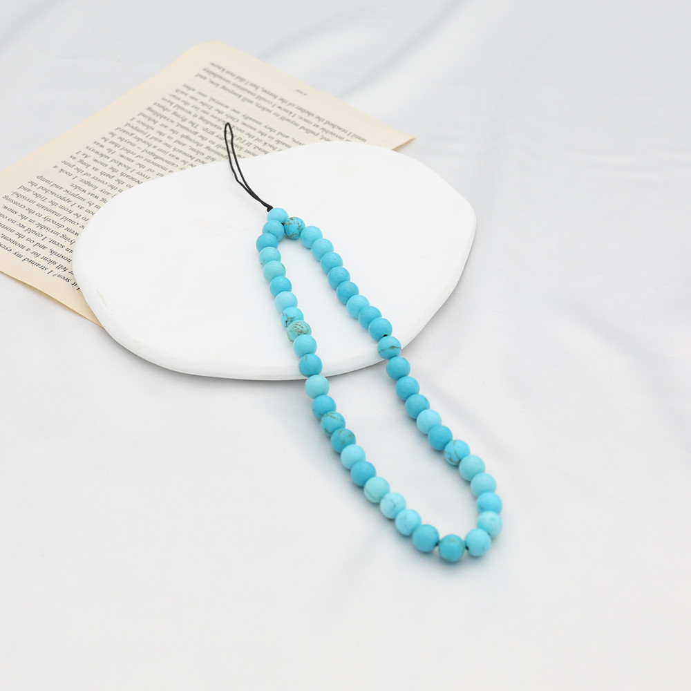 8MM Blue Turquoise Beaded Mobi - Men Accessories Chain 评论和价格
