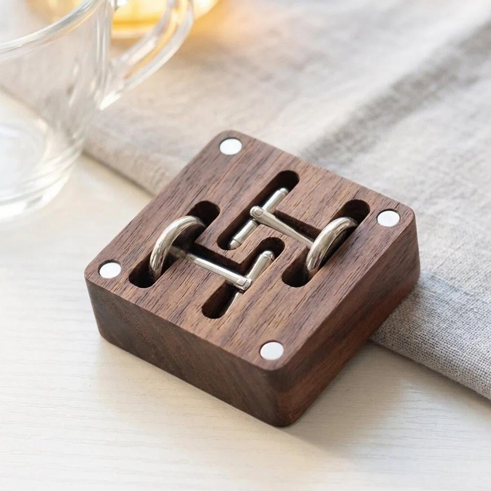 Walnut Cufflink Box Solid Wood - Men Accessories Organiser 评论和价格