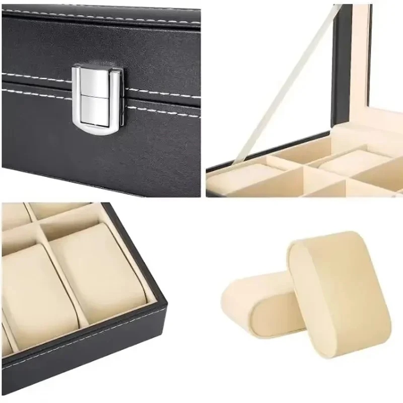 PU Leather Watch Box with Glas - Men Accessories Organiser 评论和价格