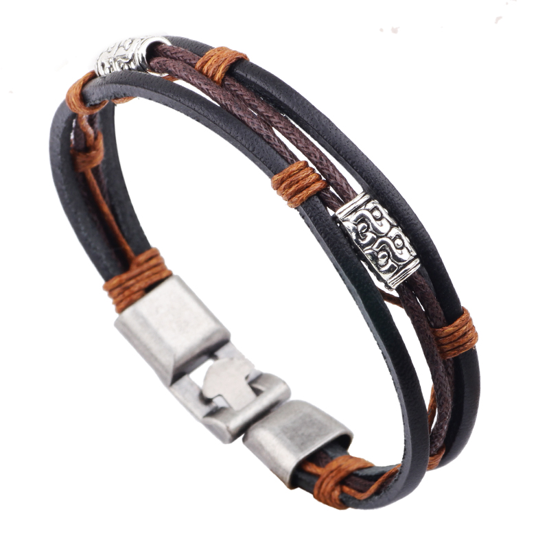 22cm Three Layers Leather Brac - Men'S Accessories Hand Bands 评论和价格