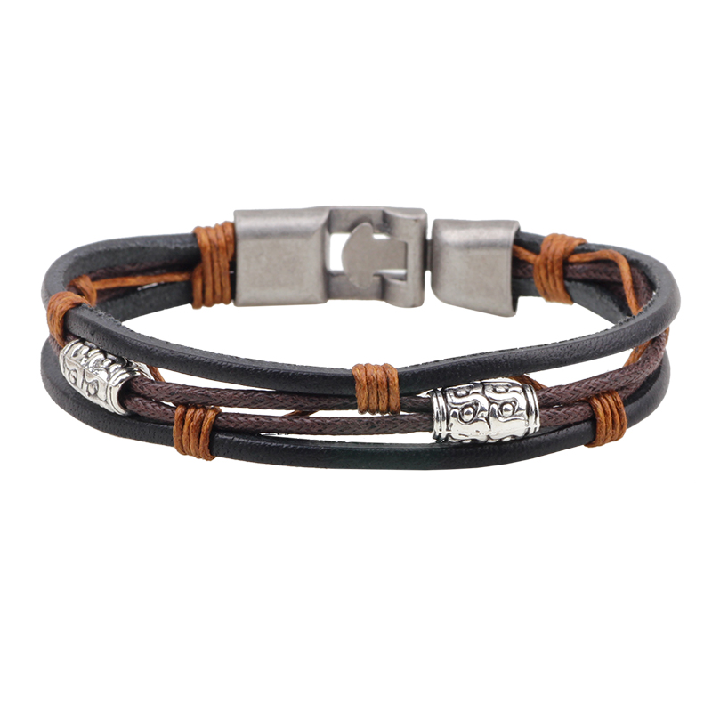 22cm Three Layers Leather Brac - Men'S Accessories Hand Bands 评论和价格