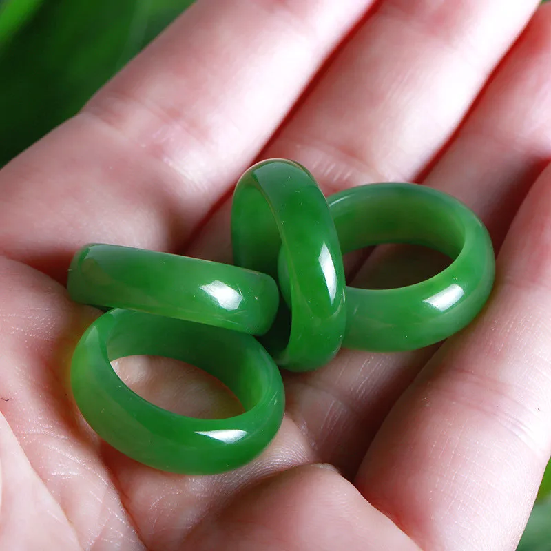 Natural Green Hetian Jade Ring - Men Accessories Hand 评论和价格
